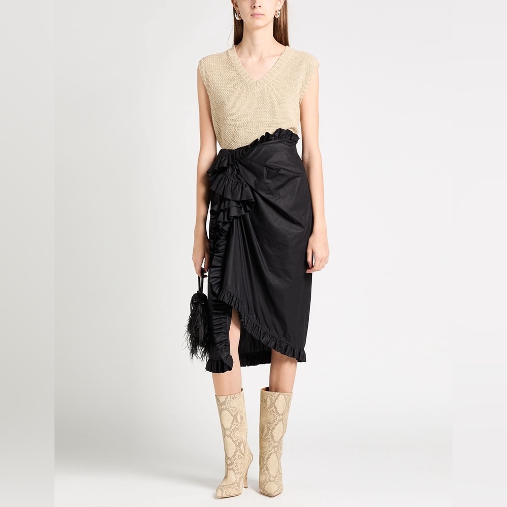 Dries Van Noten Ruffled Midi Black Skirt - Picture 3 of 16